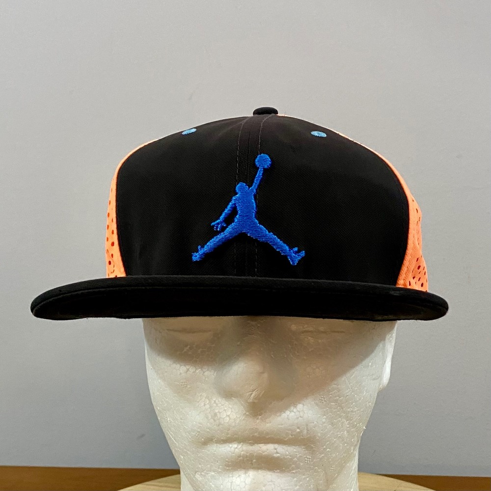 Jordan Jumpman Mesh Trucker Snapback Hat Blue Orange Black Preowned 642091-016